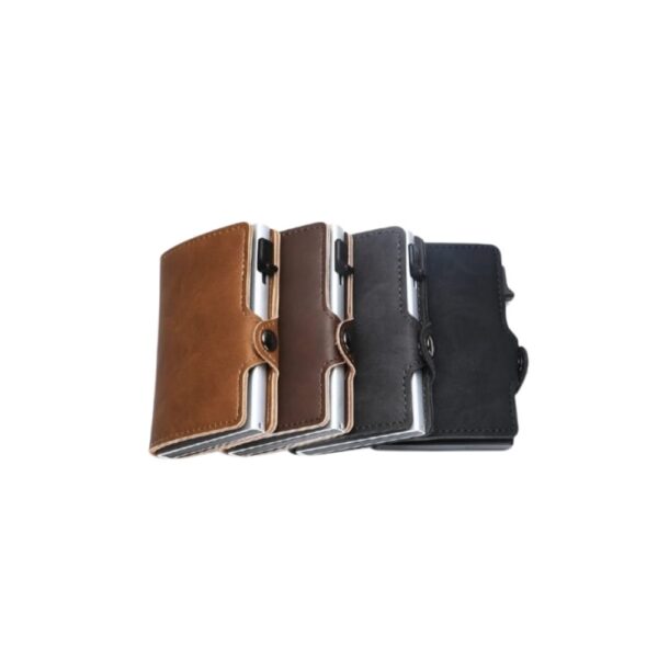 Leather Card Holder Wallet with Pop-Up System – RFID Anti-Theft