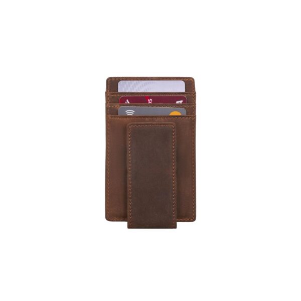 Slim Genuine Leather Card Holder with Bill Clip – Minimalist and Functional Style