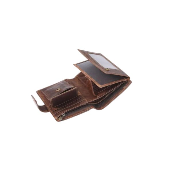Men's Vintage Leather Wallet with Flap Closure - Image 4