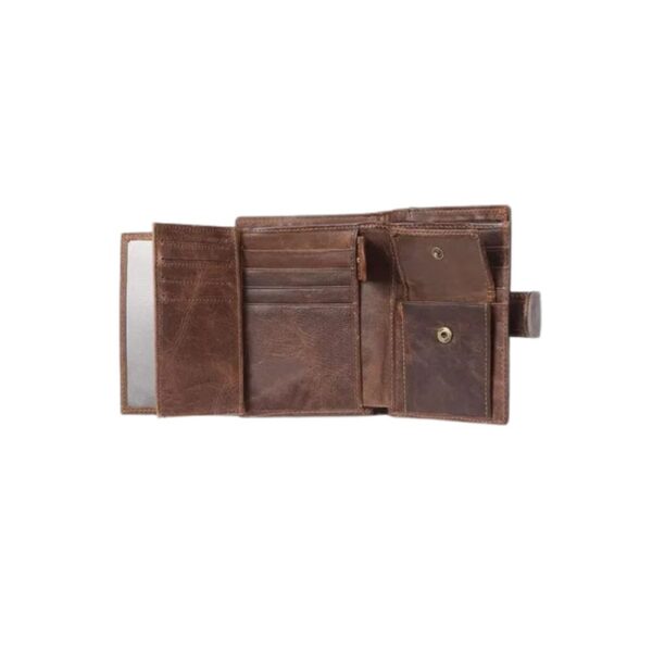 Men's Vintage Leather Wallet with Flap Closure - Image 3
